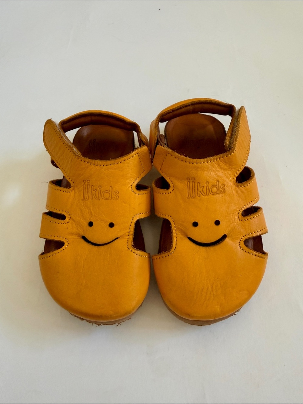 JJ KIDS Toddler Leather Sandals - Size 5 (Approx 5.25") - Gently Worn Goldenrod